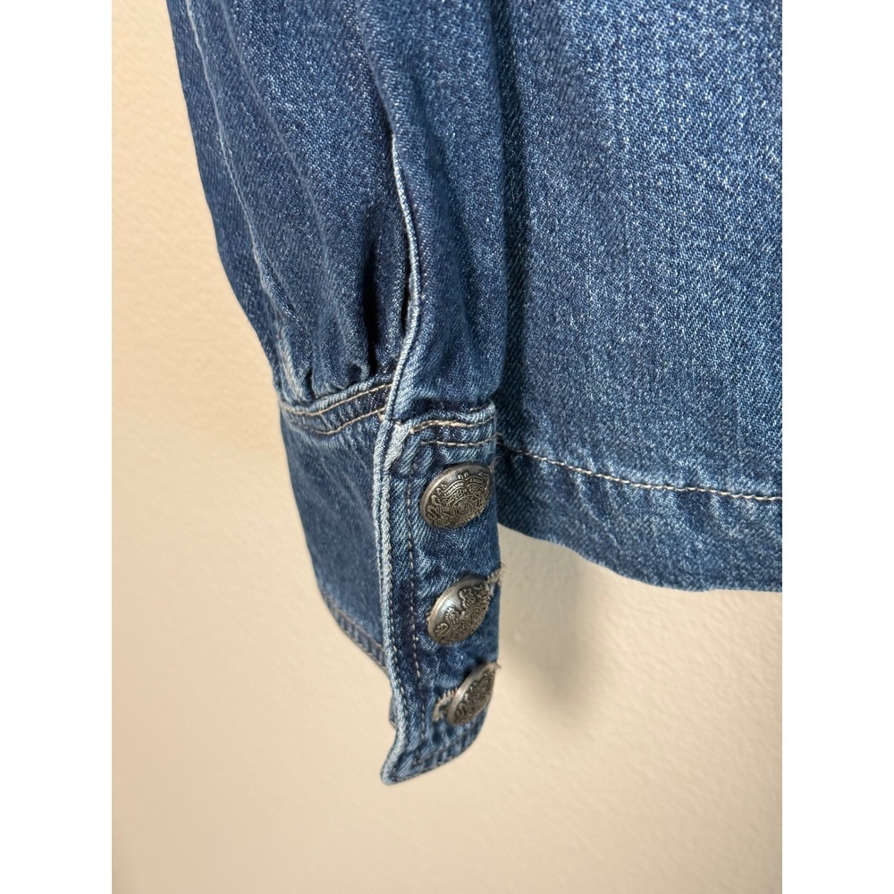 Free People We The Free Ensign Wash Blue Denim Military Jacket OB2278289 Medium - Picture 4 of 6